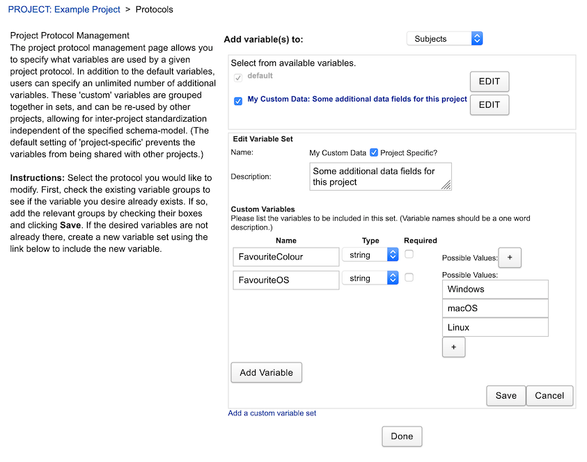 Add a custom variable set