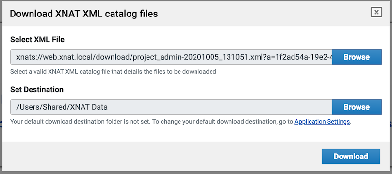 Downloading with the XNAT Desktop client