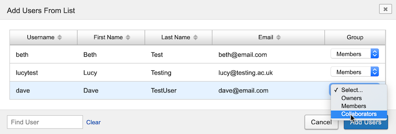 Add Users from List